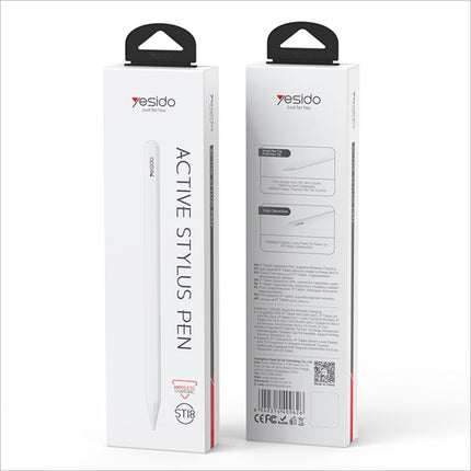 White yesido st18 active stylus pen in retail packaging for ipad stylus pen with wireless charging and magnetic attachment