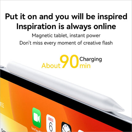 White yesido st18 ipad stylus pen with sleek smooth finish magnetic attachment wireless charging compatible resting on ipad