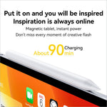 White yesido st18 ipad stylus pen with sleek smooth finish magnetic attachment wireless charging compatible resting on ipad