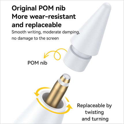White pom nib with gold tip for yesido st18 ipad stylus pen designed for easy twist replacement on touch screens