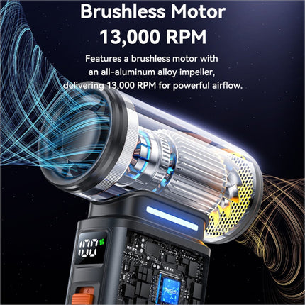 Yesido yf19 sleek black handheld vacuum cleaner with transparent housing and all-aluminum impeller for high speed dust cleaning
