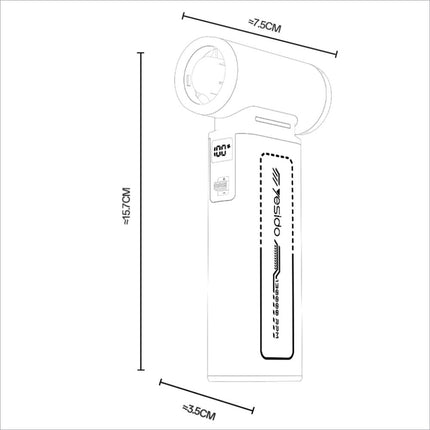 White yesido yf19 handheld fan with digital display for high speed dust blower and portable outdoor use