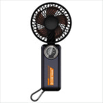 Black handheld z08 portable 3600mah rechargeable cooling fan with circular grille and orange accent stripe on handle