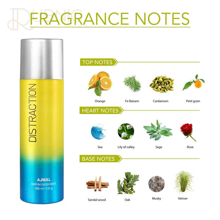 Ajmal Distraction PERFUME Deodorant 200ml - BODY SPRAY