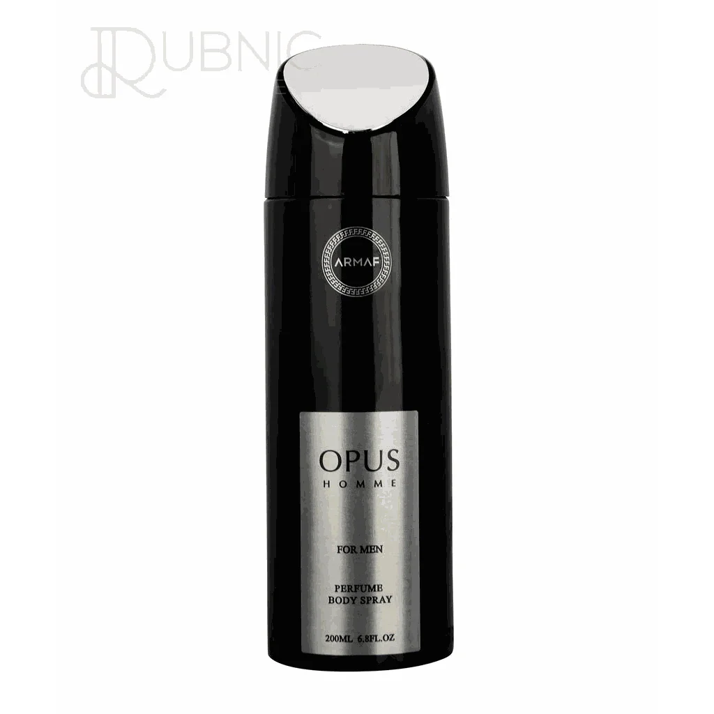 Armaf Opus Deo 200ML men's perfume body spray bottle black with silver label