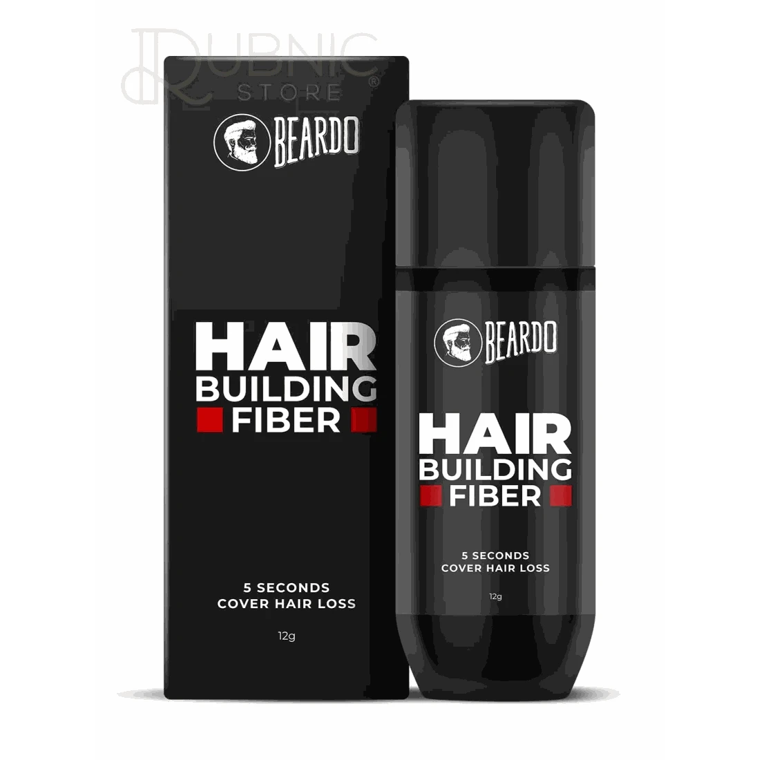 Beardo Hair Building Fiber for Men 12g packaging and bottle to instantly cover hair loss and hide bald patches