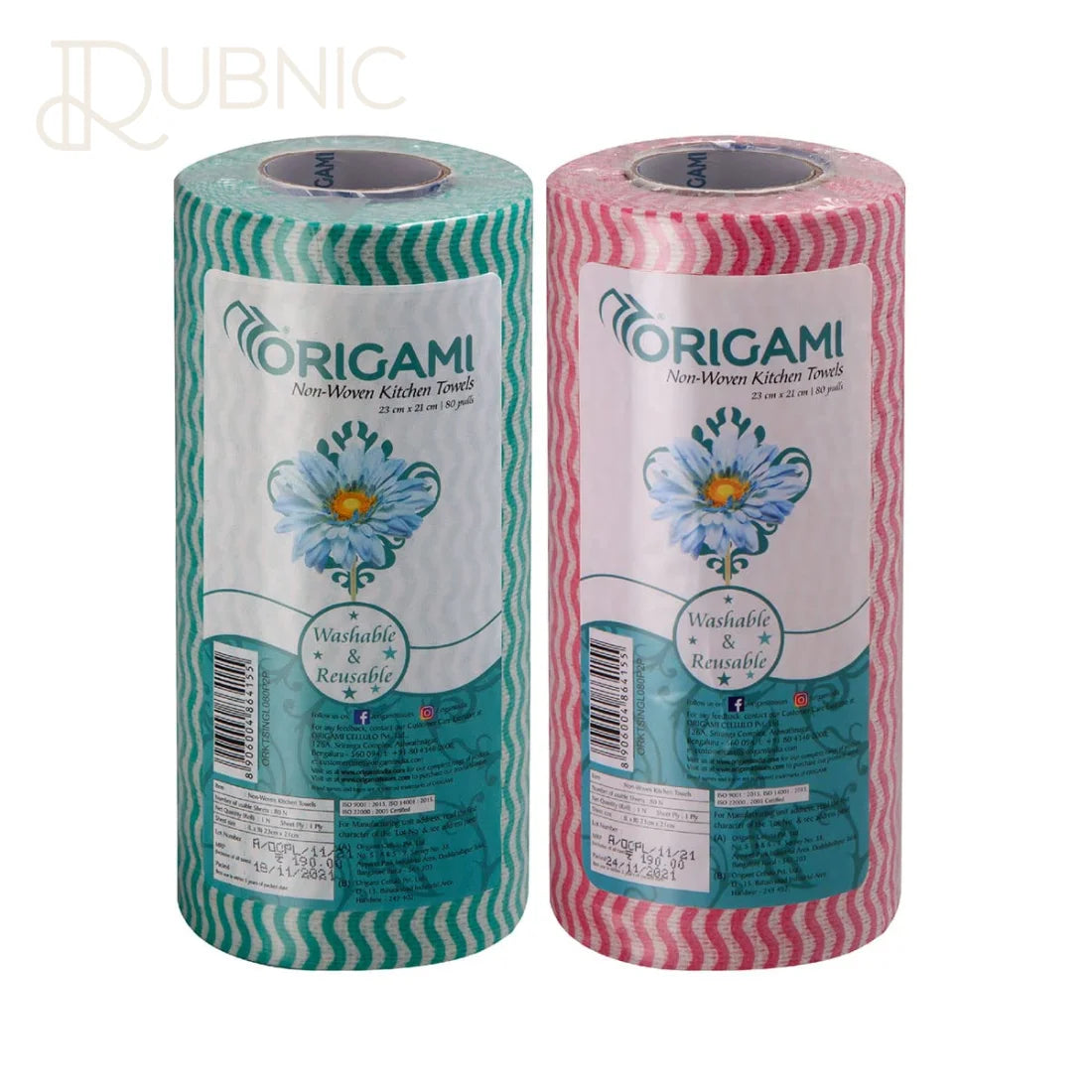 Origami So Soft NonWoven Washable Kitchen Wipes 2 Rolls 80
