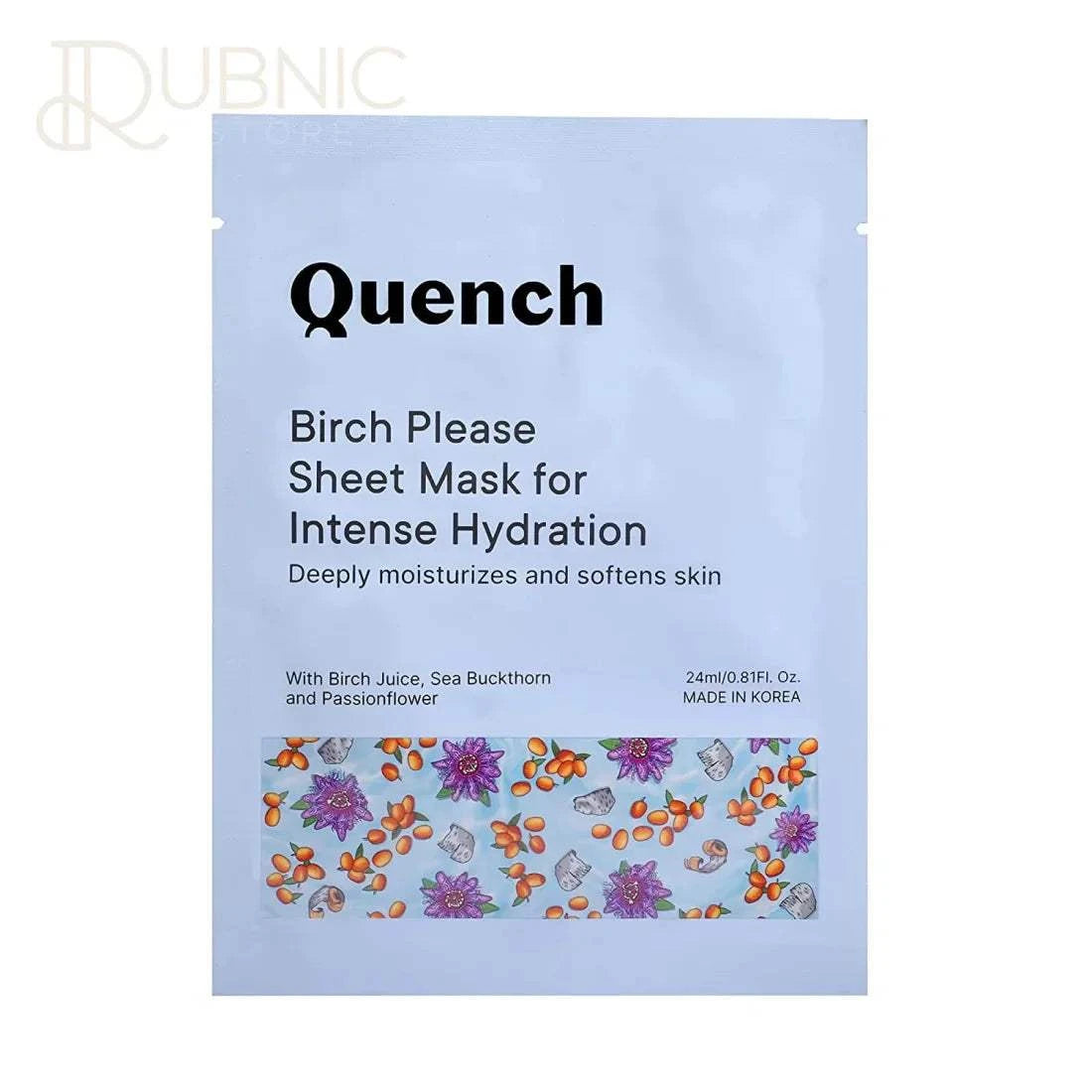 Quench Botanics Birch Please Sheet Mask for intense hydration with birch juice and sea buckthorn