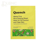 Quench Botanics Mama Cica Mud Dipping Sheet Mask for deep hydration and clear skin in yellow packaging