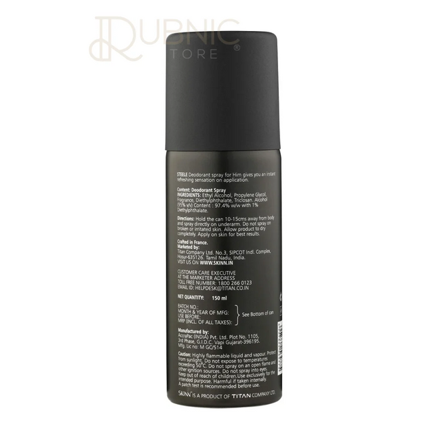 Skinn by titan Deodorant Spray Steele For Men - BODY SPRAY