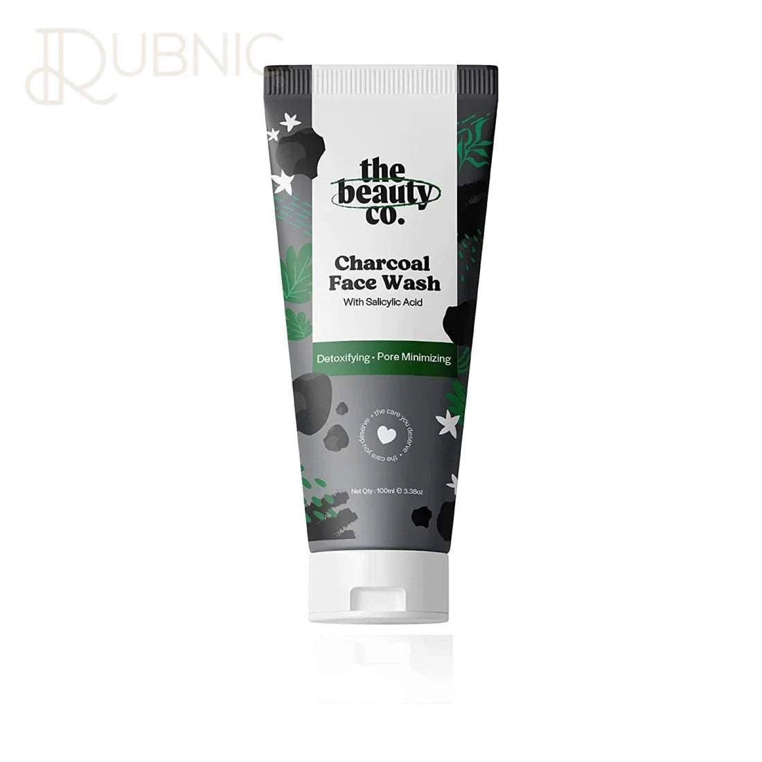 The Beauty Co. Charcoal Face Wash tube with Salicylic Acid and green tea for all skin types, 100ml, detoxifying and pore minimizing.