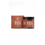 The Beauty Co 100g Chocolate Coffee Body Scrub jar and box, moisturizing and 100% natural exfoliating scrub