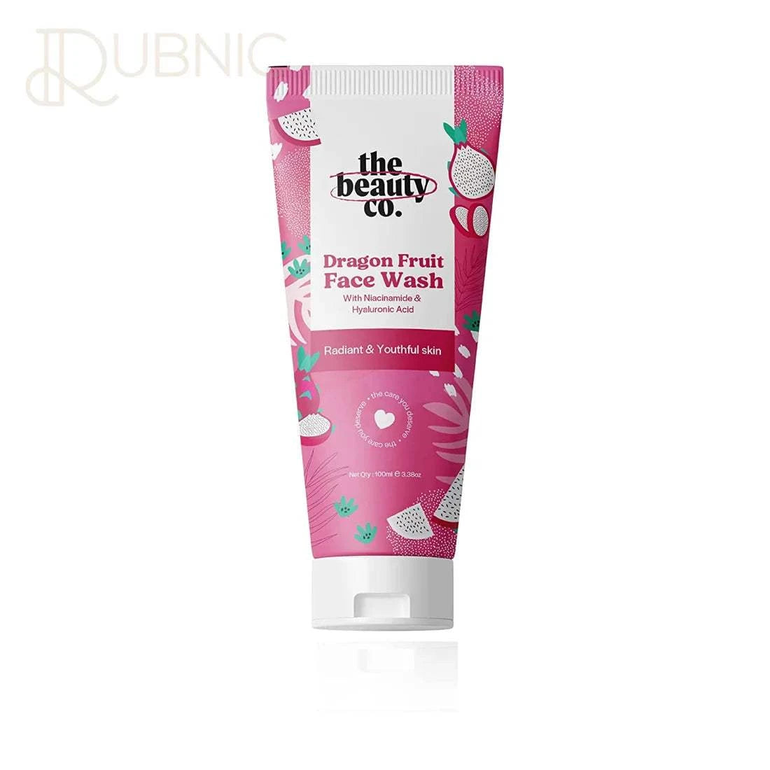 Dragon Fruit Face Wash tube with Niacinamide and Hyaluronic Acid for hydrating and brightening skin, 100ml