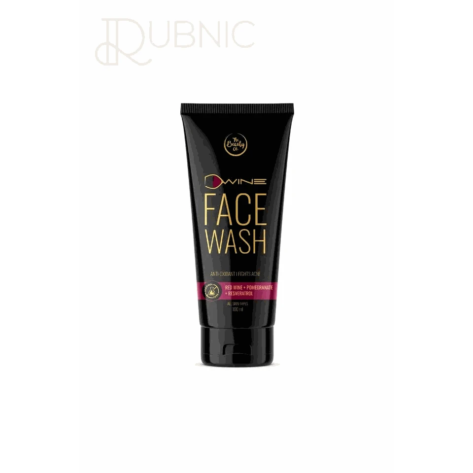 The Beauty Co D’Wine Face Wash tube with wine, pomegranate, strawberry, raspberry, and blackberry extracts for skincare