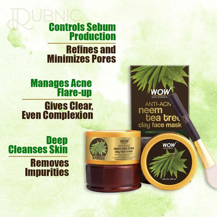 WOW Skin Science Anti-Acne Neem & Tea Tree Clay Face Mask -